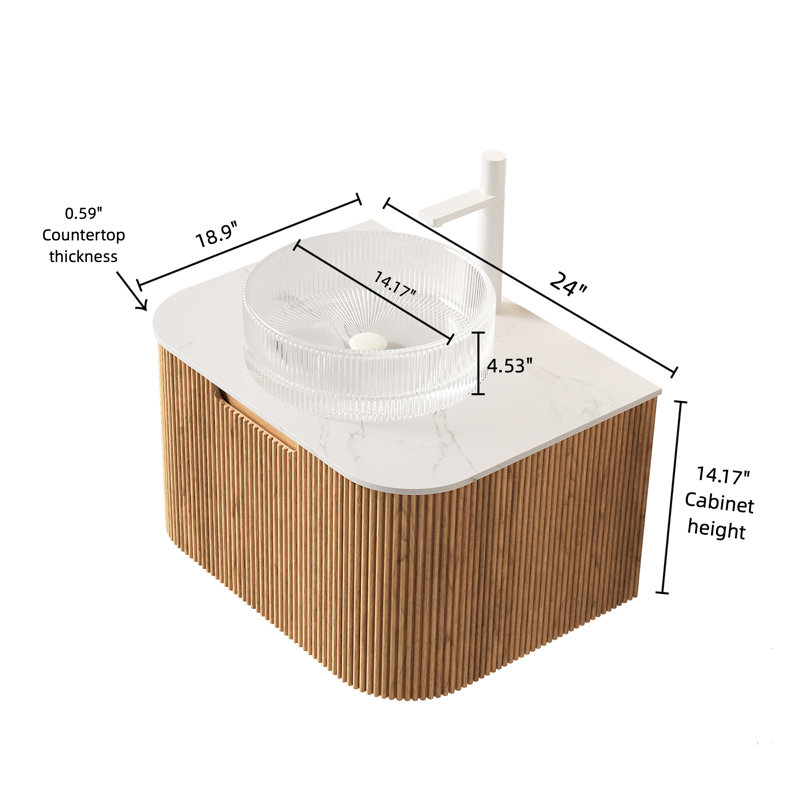 Lavabo en verre transparent 24 po, L 24 po
