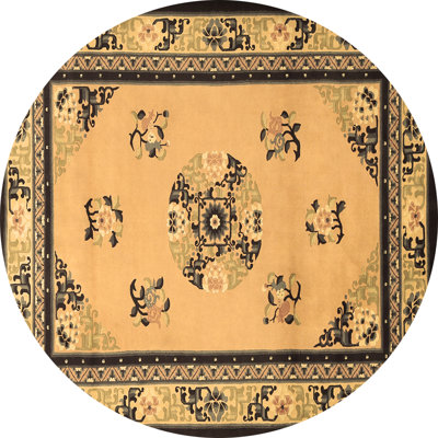 Tapis oriental oriental fabriqué à la machine en brun