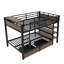 Lit superposé double en métal avec tablettes de rangement et ports USB, noir-121067042