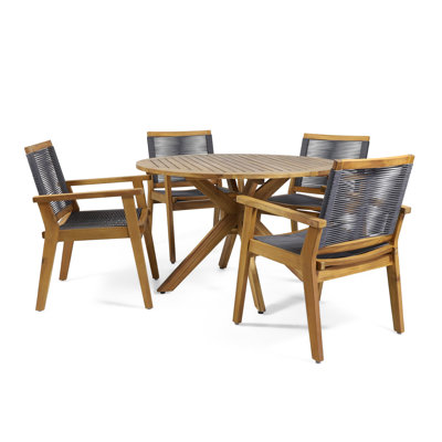 Natalia 5 - Person 47.25" Long Teak Dining Set by Corrigan Studio