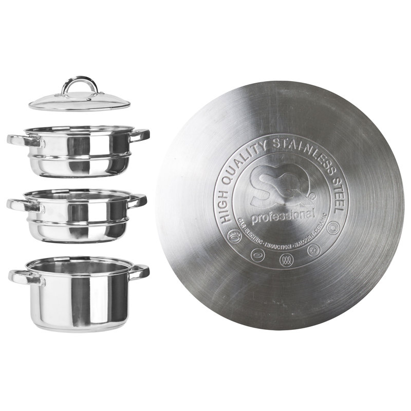 SQ Professional Lustro 3-tier Stainless Steel Steamer Pot  24cm with Glass Lid