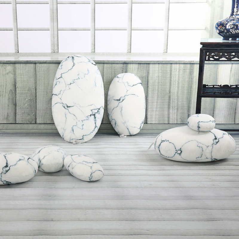 7Pcs Faux Stone Pillows, White Marble