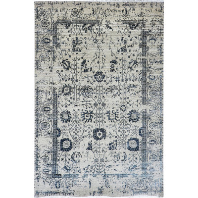 Tapis naturel et noir noué à la main de haute qualité