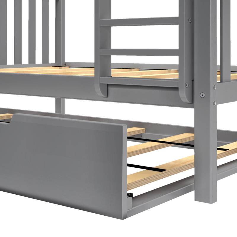Bolles Kids Bunk Bed with Trundle, Full over Full, Gray