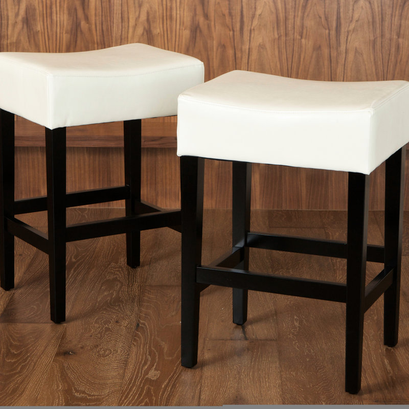 Tabourets de comptoir sans dossier Kd, revêtement en cuir, 27,28 po H, 15,36 l, 18,38 P, pour les tabourets 2 pièces Home Chic, siège, 13,24 lb, l x P chaleur