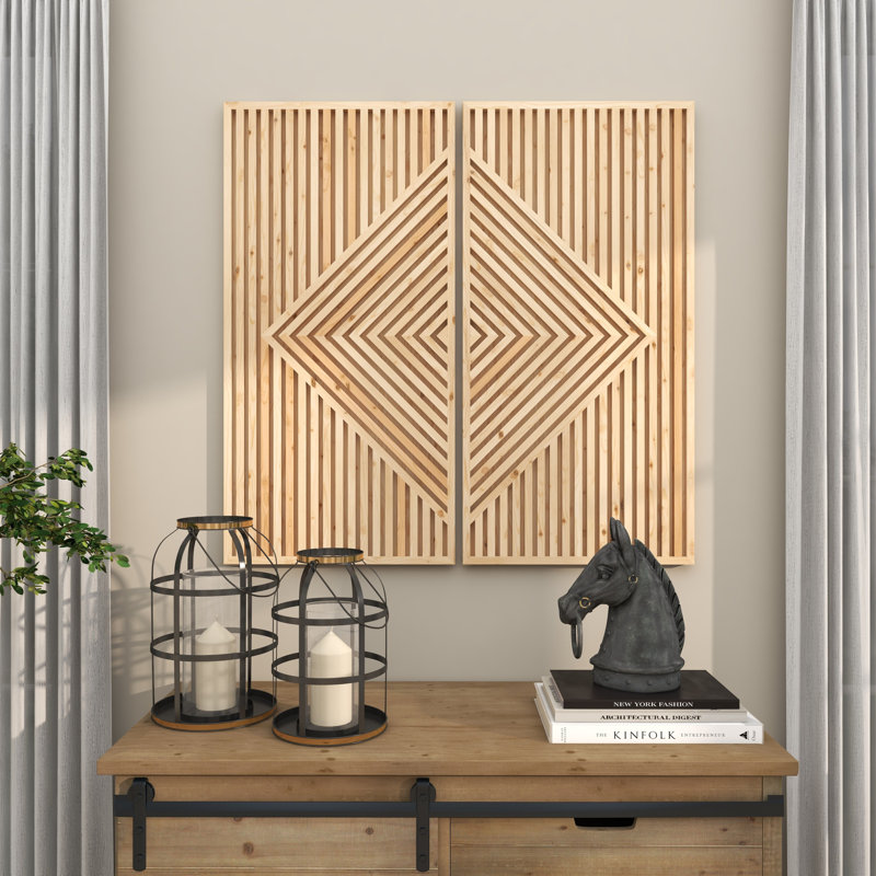 Ensemble de 2 décorations murales en bois bohémien