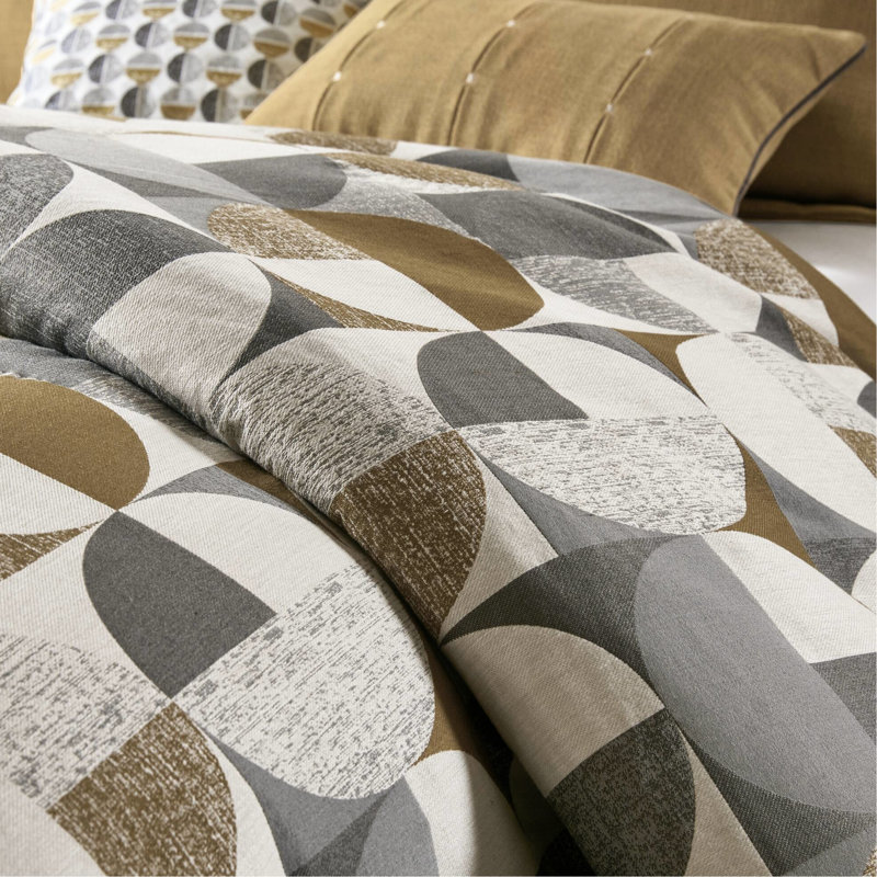 Édredon pour grand lit 8 pièces au design sophistiqué Mid-Century, coussins décoratifs et confort standard toutes saisons