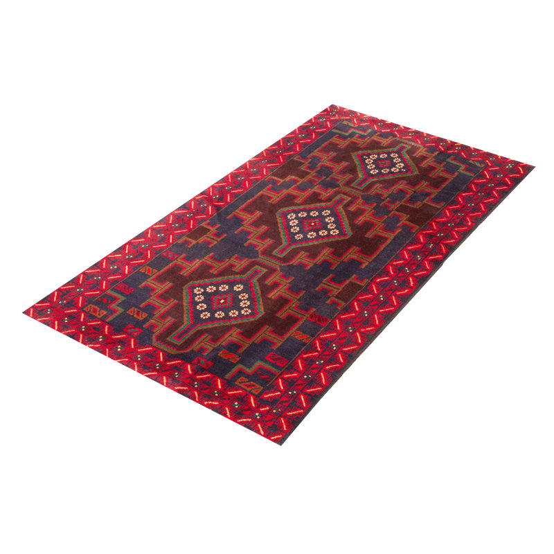Tapis unique en laine noué à la main bleu marine foncé de 3 pi 5 po x 6 pi 2 po Teimani