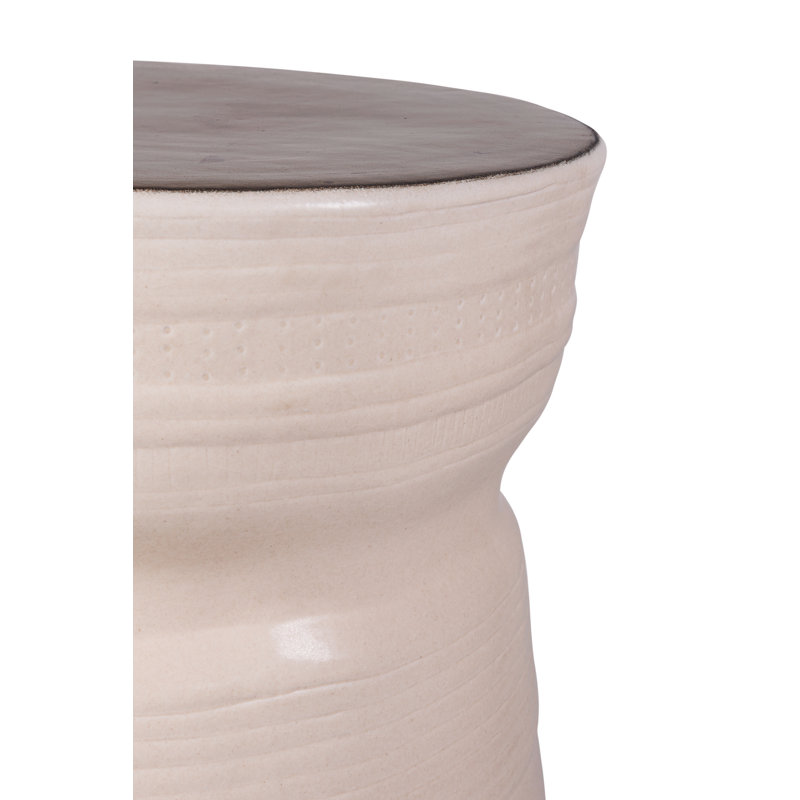 Ancaris Outdoor Round Side Table, Linen Semi Gloss