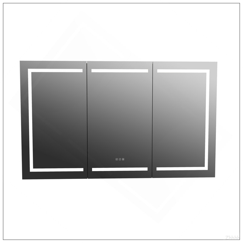 Armoire de salle de bain noir mat avec miroir et lumière DEL, H 5,31 po x l 59,84 po x P 35,91 po