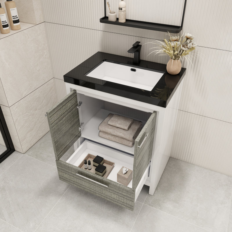 Enochville 30" Single Bathroom Vanity Set, High Gloss Ash Gray