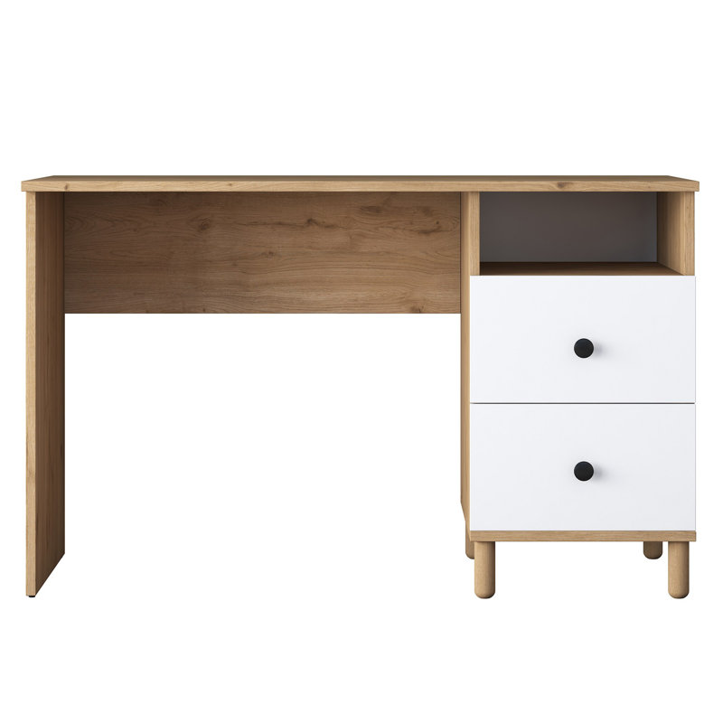 Bureau d'étude moderne, noyer et blanc, 47,2 po x 29,0 po x 19,7 po | 100% panneau de particules enduit de mélamine, épaisseur: 0,7 pouce | Design scandinave, élégant et fonctionnel pour les bureaux à domicile ou les espaces d'étude