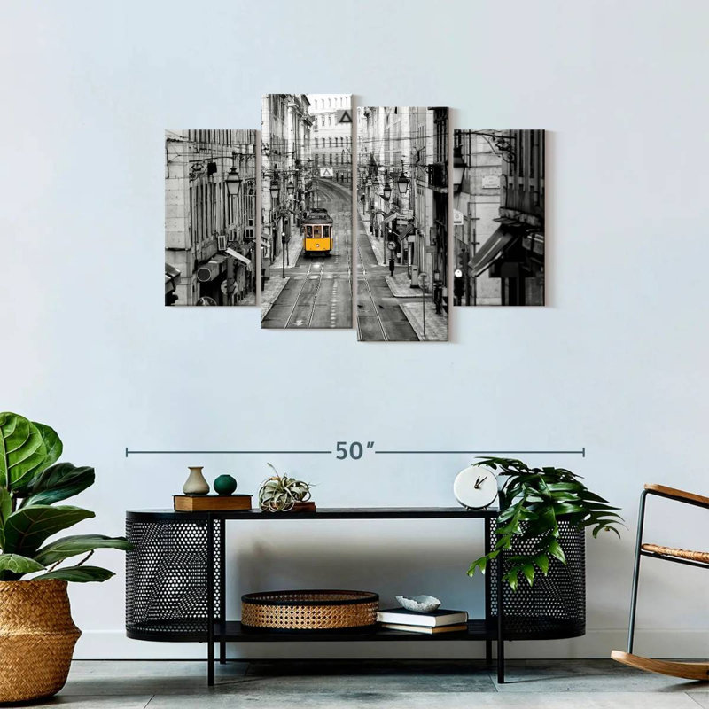 Reproduction d'art sur toile jaune, H 43 po x l 27 po x P 1,25 po