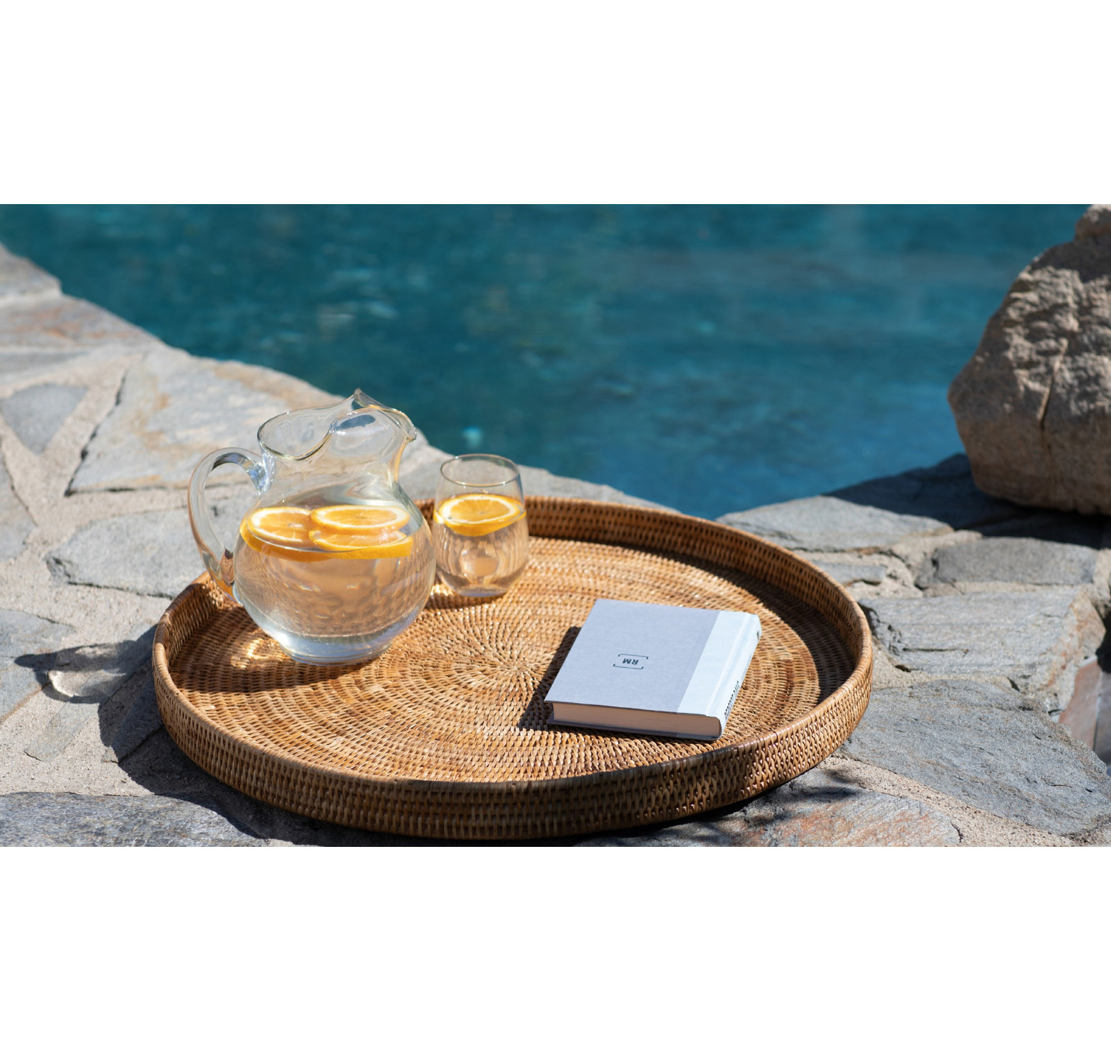 Wicker Decorative Tray, 1" H x 16" W x 16" D, No Bundle, Honey Brown