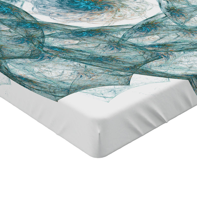 Ambesonne Teal Fitted Sheet 2-Pack Exquisite Flower Shaped Teal, King Fitted Sheet