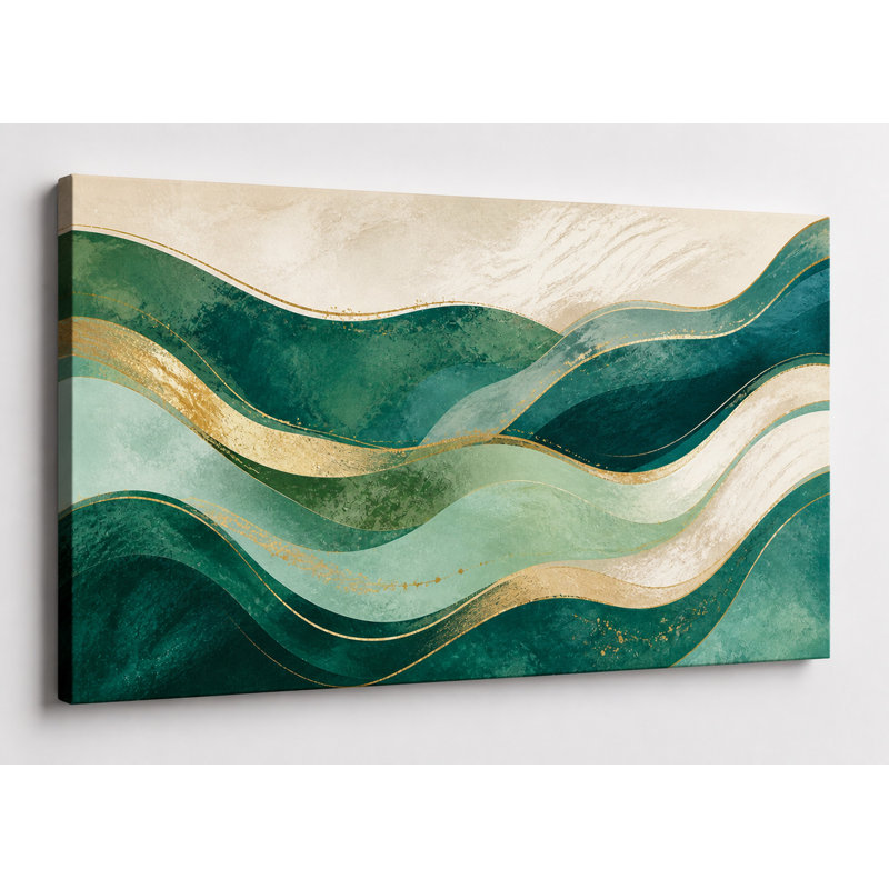Impression sur toile 24 x 36 pouces, grande toile abstraite, art mural bleu sarcelle, motif vert moderne, salon, chambre à coucher, bureau