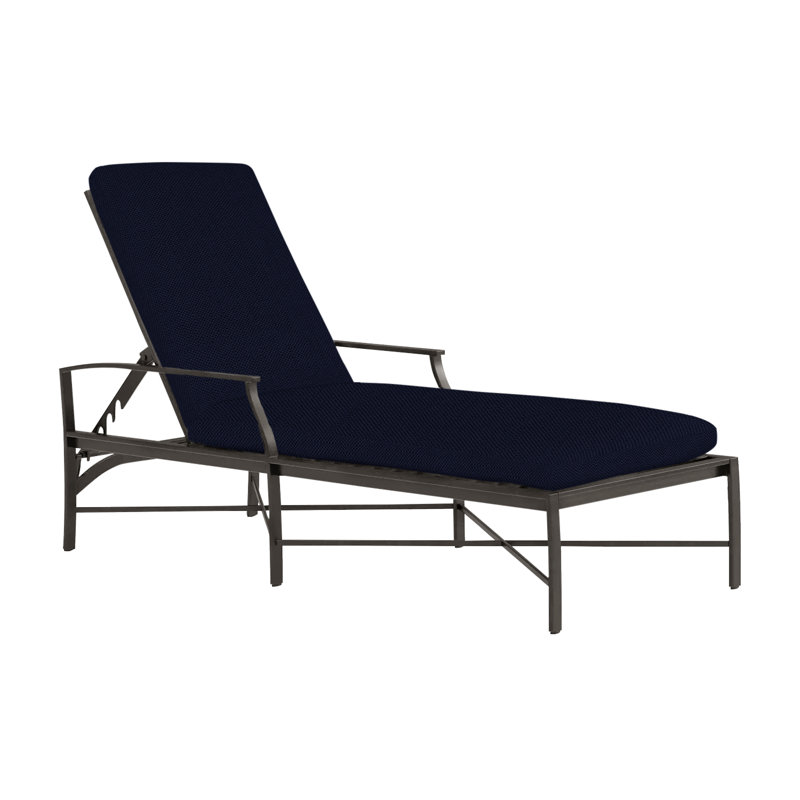 Monaco 76" Long Reclining Single Chaise with Cushions, Welt, Linen Navy, Slate Gray