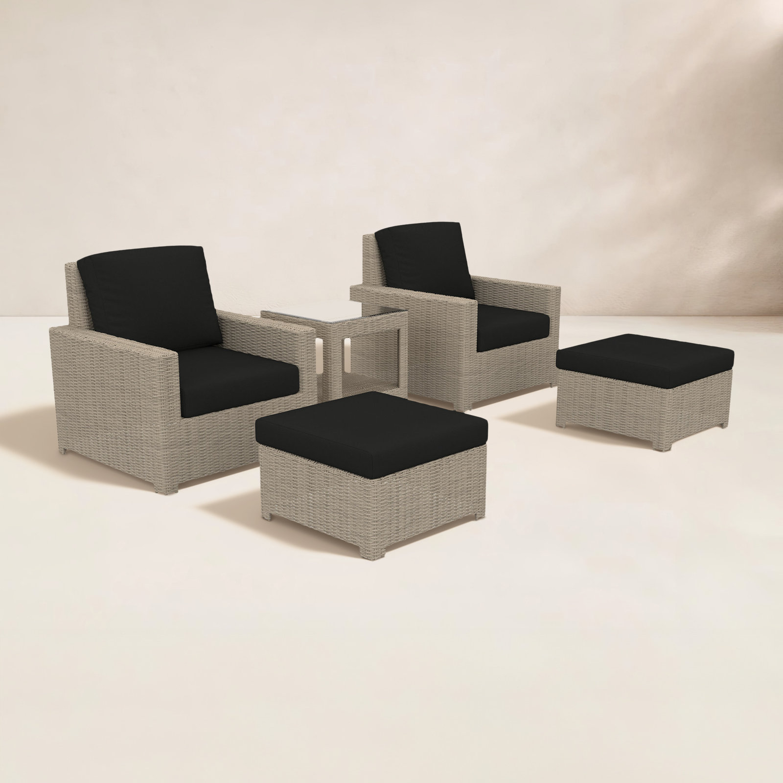 Henri 2-Person Sunbrella® Patio Seating Group, Canvas Black