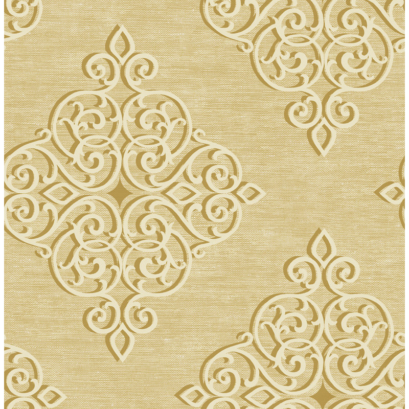 Papier peint à motif de médaillon non tissé Seabrook Designs, Doré