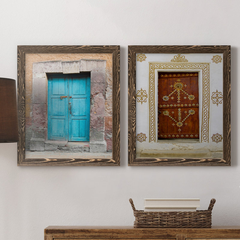 Porte topaze - ensemble de 2 reproductions de photos, H 20 po x l 17 po x P 1 po, Toile avec cadre en noyer, Pas de tapis