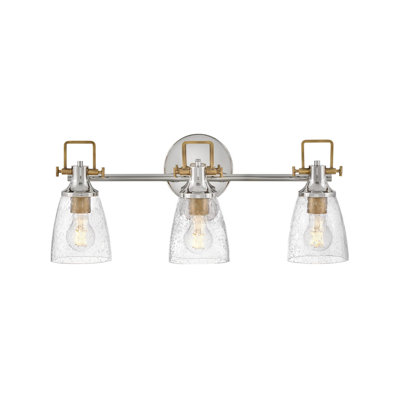 Lampe de coiffeuse Easton Ã  trois ampoules avec abat-jour en verre granitÃ© transparent