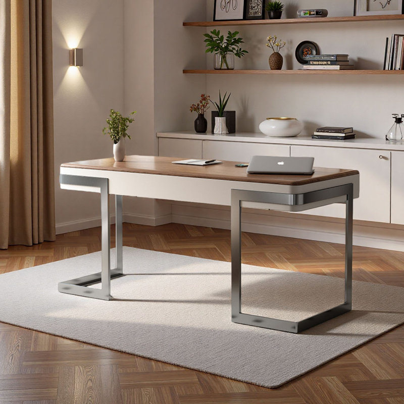 Bureau en noyer d'inspiration rétro, H 29,5 po x l 47,2 po x P 23,6 po