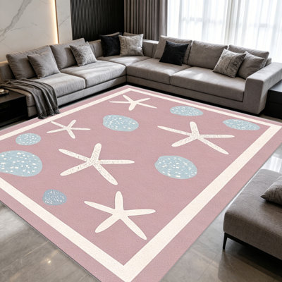 Tapis rose pour le salon, doux et confortable, convient à toutes les saisons, facile à entretenir, tapis de sol intérieur lavable à la machine, sous la table de ferme convenant à la chambre à coucher, à la salle à manger, au bureau, au balcon, au patio