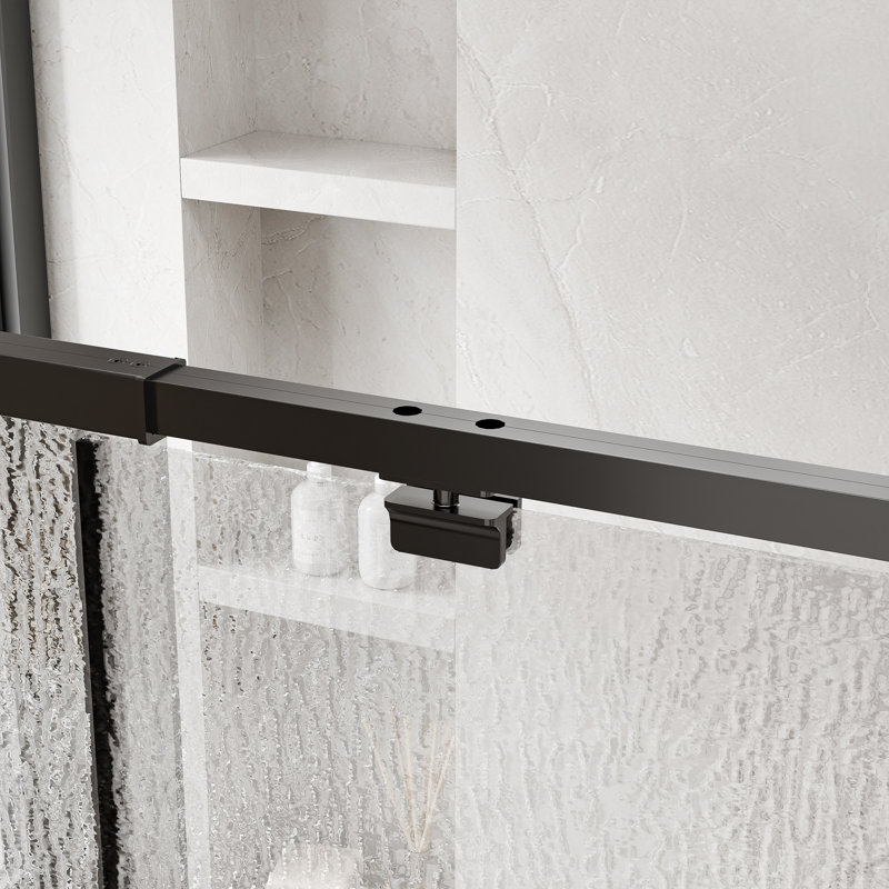 38-42" Wide X 71" High Pivot Framed Shower Door With Rain-Patterned Clear Glass