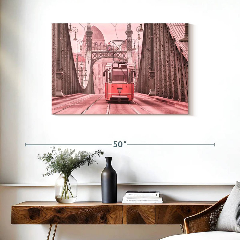 Mehar Pink Cable Car, 24" H x 36" W