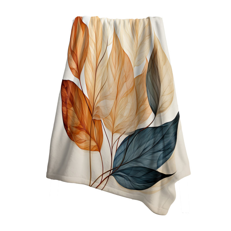 Copper Leafy Abstractions - Leaves Throw Blanket