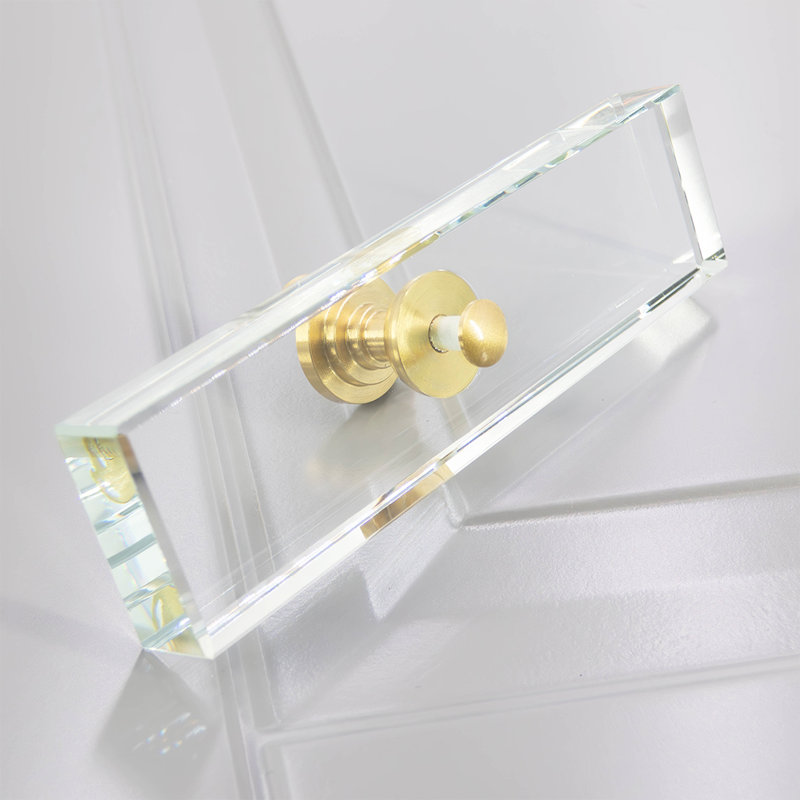 Rectangular Cabinet Knob with Brass Base, 3.94"