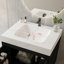 Meuble-lavabo moderne de 29,9 po avec pieds en métal, armoire à grain de bois noir, comptoir en marbre et lavabo en céramique, boutons dorés, sans miroir-271607000-284347315