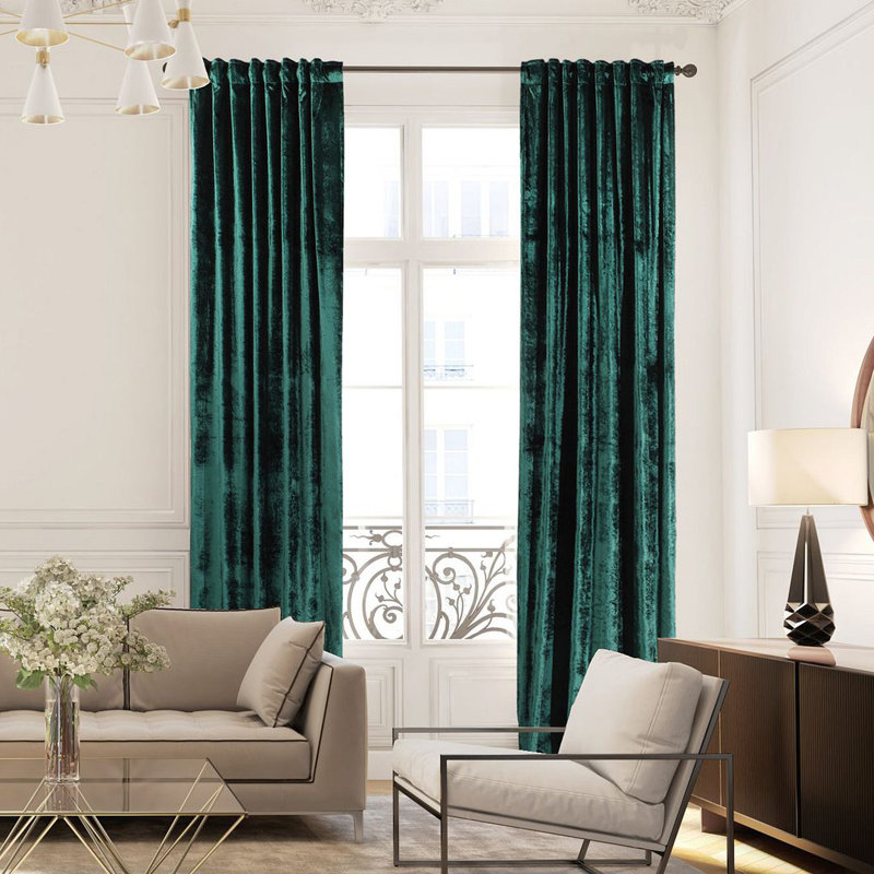 Blackout Thermal with Liner Extra Long & Extra Wide Shiny Velvet Decorative Curtain Panel, 140cm Width x 265cm Drop