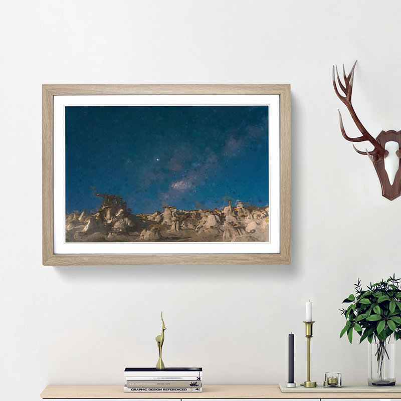 Stars over the Canyon - Picture Frame Graphic Art Print, 36cm H x 48cm W x 2cm D, Oak Framed