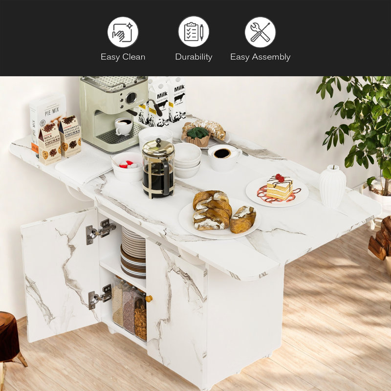 Wood Folding Dining Table With Storage Rack