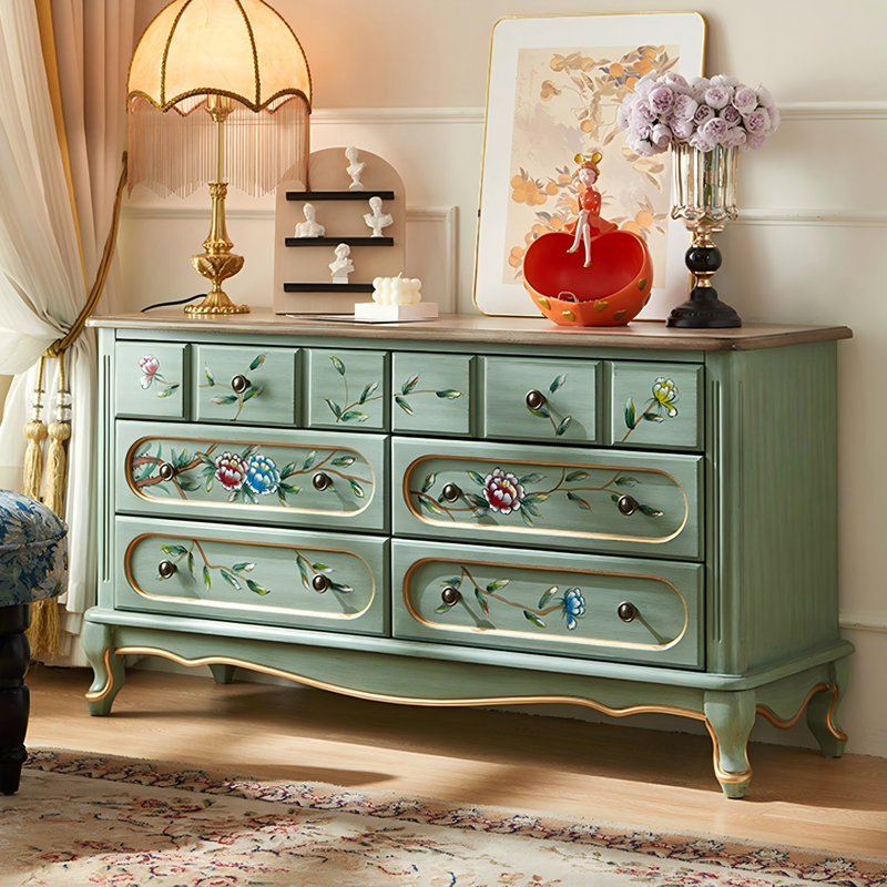Armoire de rangement à 47 tiroirs en bois d'hévéa massif 47,24 po pour salon et chambre à coucher