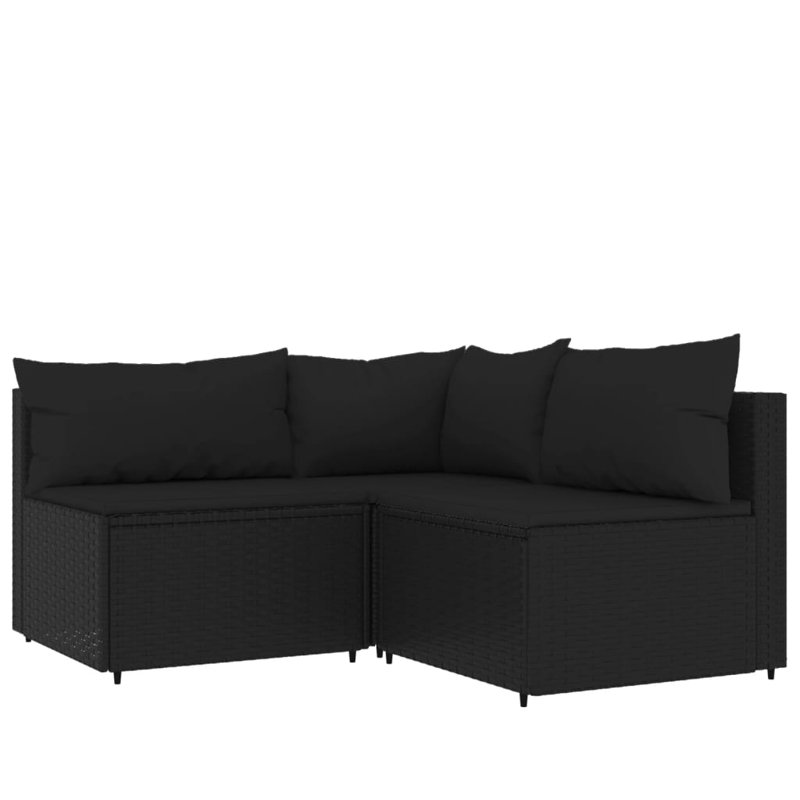 Bedingfield 24.8'' Wide Square Patio Sectional Set with Cushions, White, Black