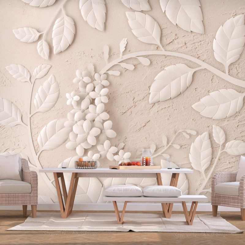 Murale Katsushi, Beige, L 27 po x l 39 po, Unpasted
