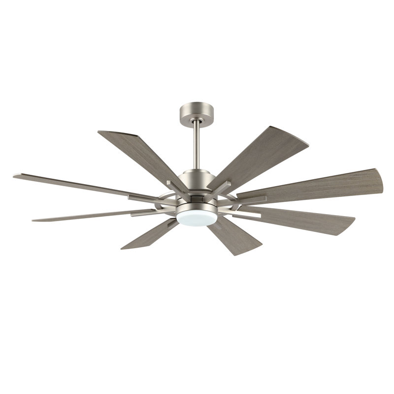 Ventilateur de plafond à courant continu Avgoustinos avec lumière DEL et télécommande, 33.1" H x 72" W x 72" D, Nickel