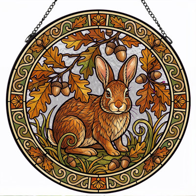 Panneau de vitrail Autumn Lapin - H 12 po