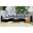 5 Pieces All-Weather  PE Rattan Wicker Sofa Set Outdoor Patio Sectional Furniture Set Half-Moon Sofa Set With Tempered Glass Table