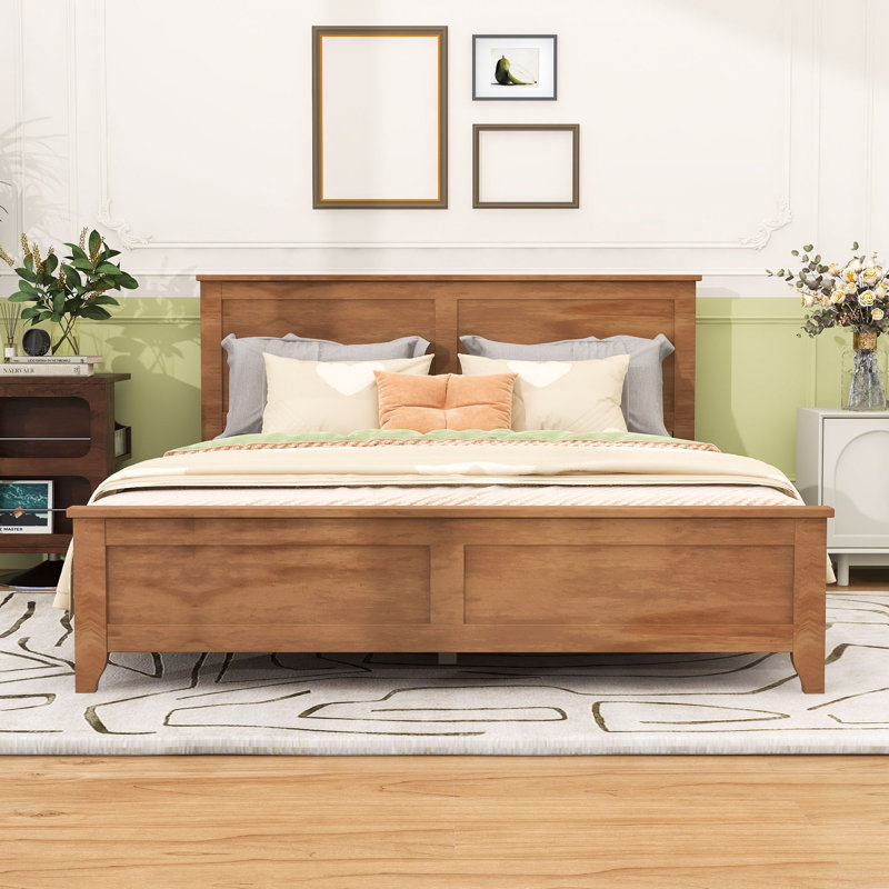  Base de lit plateforme en bois avec tête de lit, Grand, Dérive en mer