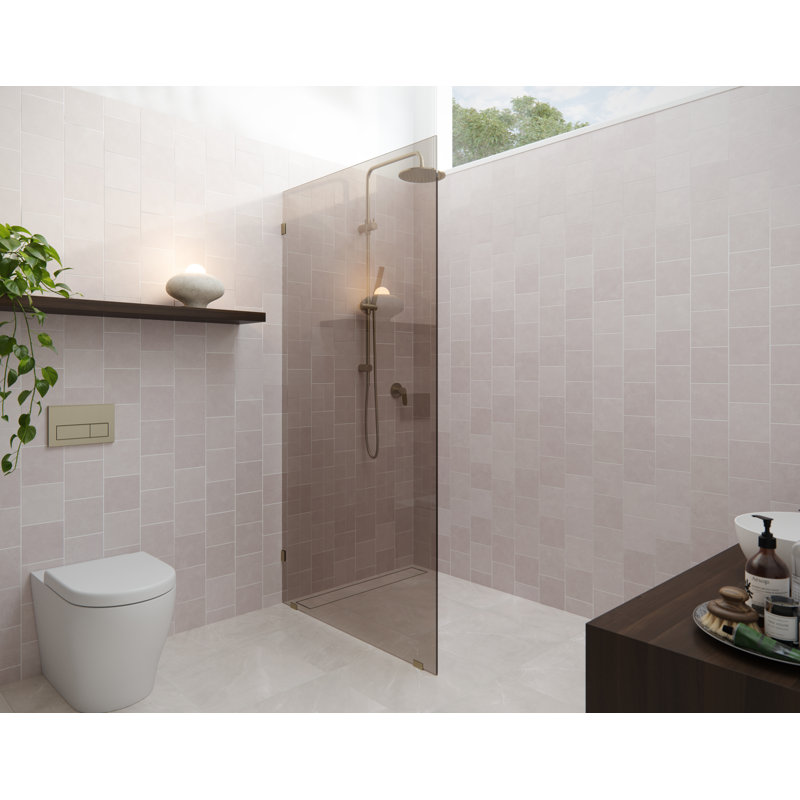 Ursa 36 in. x 78 in. Fully Frameless Bronze Tinted Single Fixed Shower Panel, Brushed Bronze