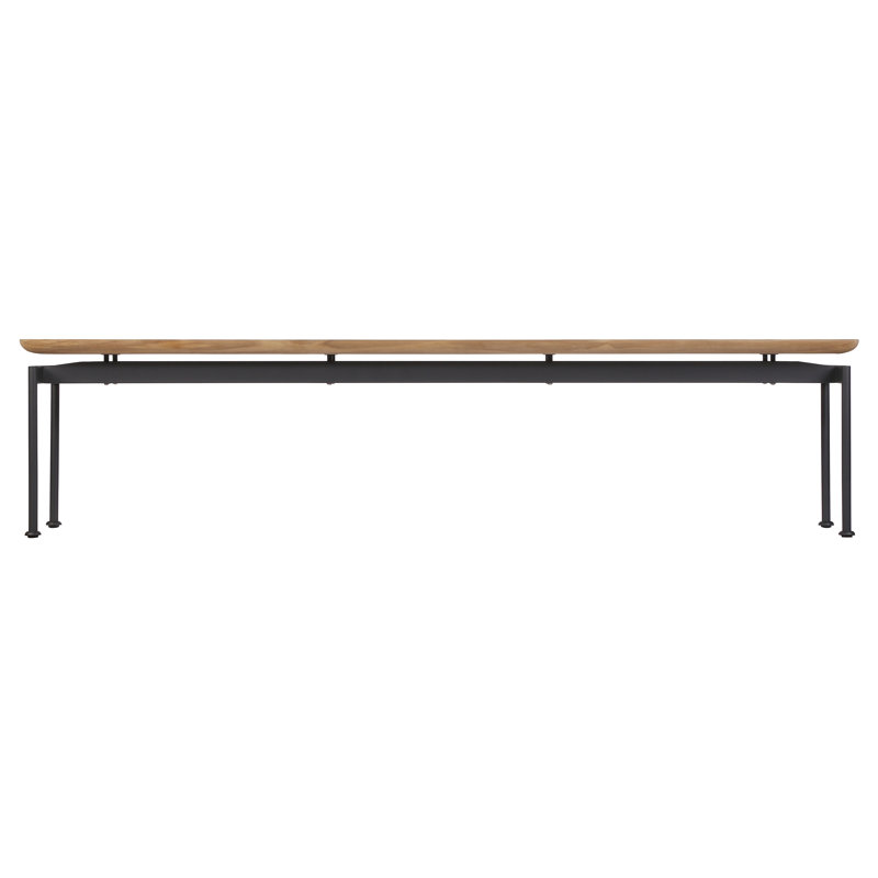 Layout Bench, 17" H x 74" W x 15" D, Natural Teak/Forge Gray