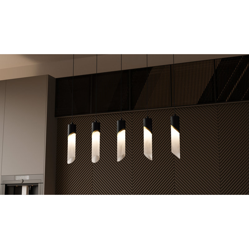 Kepley 2-Light Integrated LED Matte Black Linear Chandelier