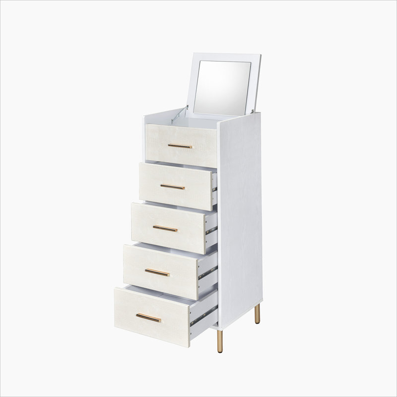 Armoire à bijoux Charvic, Blanc / Doré