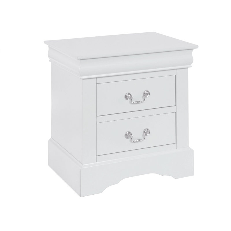 Ensemble de chambre double pleine grandeur, finition blanche, ensemble 2 pièces avec lit et 1 table de chevet, Full