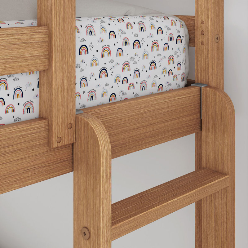 Standard Bunk Bed with Ladder on End, Textured Pecan, Twin Over Full