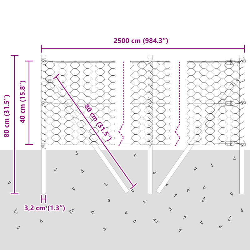 40cm H x 2500cm W Metal Fence Panels
