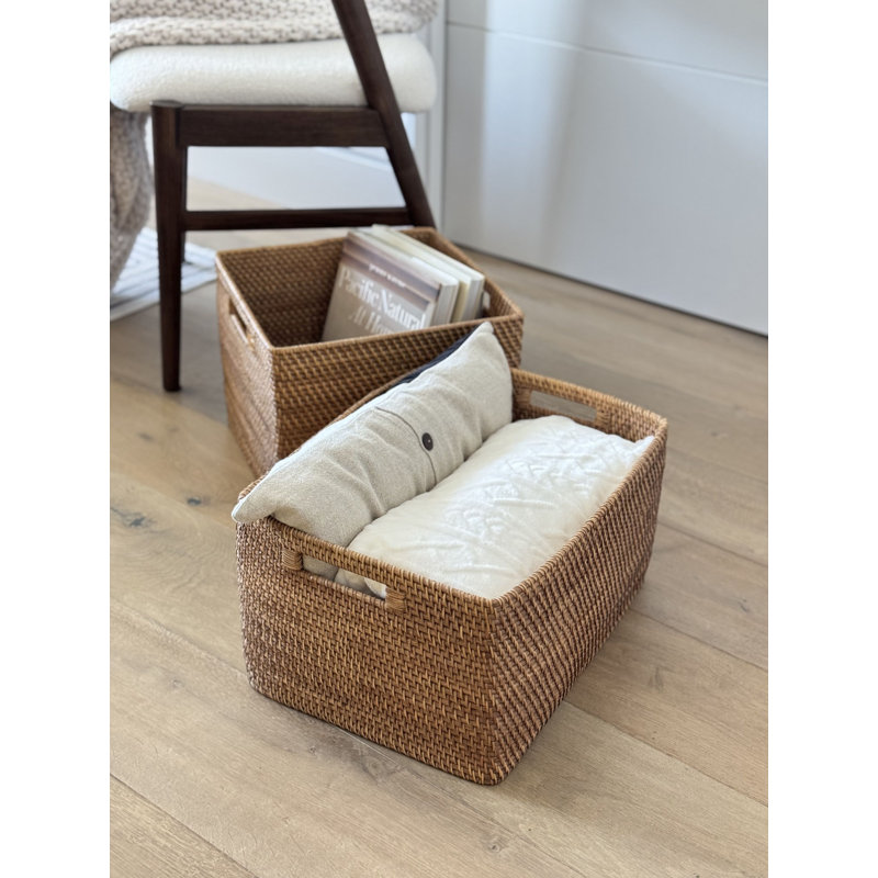 Rosecliff Heights Bavan Rattan Basket, Brown